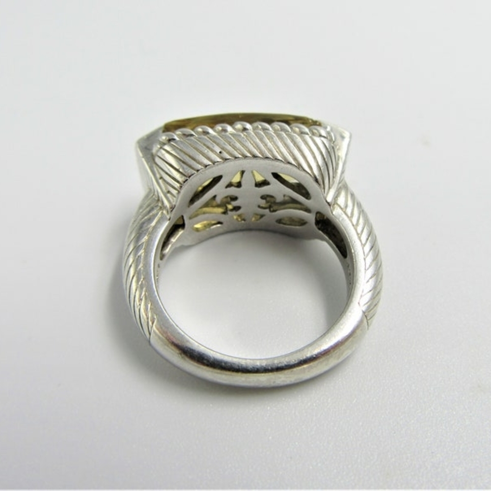 Vintage JUDITH RIPKA RING 925 Sterling Silver Yellow Citrine Cocktail Ring S-7 - Picture 7 of 13